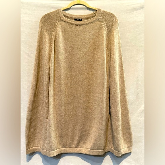 NWOT - IMAN Pullover Cotton/Cashmere
Blend Faux Fur Detached Collar Poncho - Picture 4 of 7